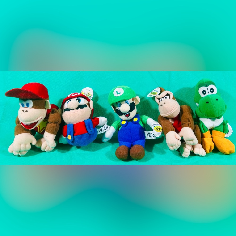 Nintendo 64 Bean Plush  Super Mario Bros Didi Donkey Kong BD&A 1997 Luigi Yoshi
